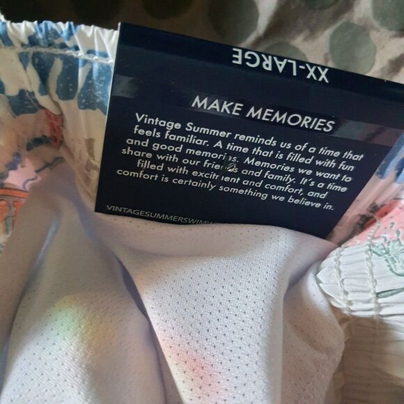 NWT Vintage Brand Swimwear Men's 2XL Volley White Swim Trunks 17” Length - Picture 5 of 5